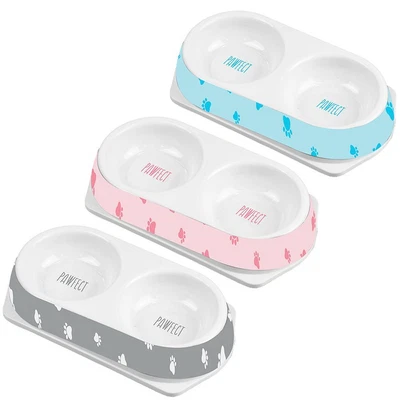 £6.43 • Buy Plastic Non Slip Dog Puppy Cat Pet Animal Feeding Food Water Double Bowl Dish