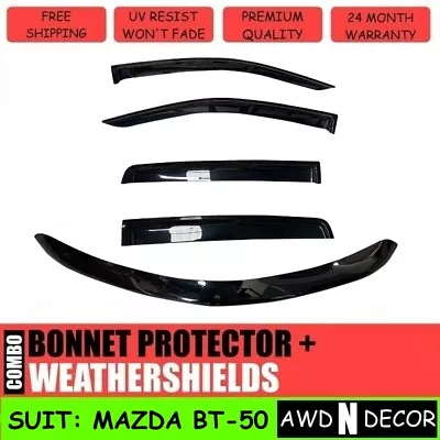 Bonnet Protector + Weathershields For Mazda BT-50 2012-2020 Dual Cab BT50 • $119.99