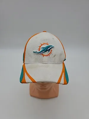 Miami Dolphins Hat Cap Mens Fitted Medium Large Football White Green • $14.99