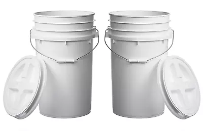 7 Gallon (2 Pack) Large Bucket Pail Container With Gamma Seal Lid Food Grade BP • $92.99