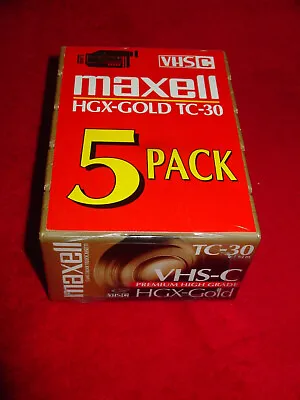 Maxell TC-30 VHS-C Camcorder HGX Premium High Grade Video Cassette 5 Pack NEW • $9.95