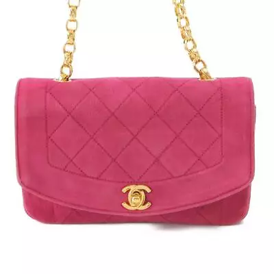 Auth Chanel Diana Suede Single Flap Matelasse Chain Shoulder Bag Purple (198378 • $3530