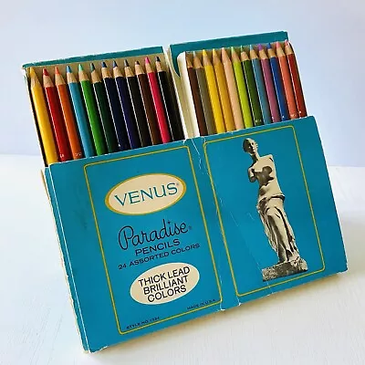 Vtg Venus Paradise Colored Pencils #1524 24 Assorted Colors 12 Sealed Desk Stand • $120