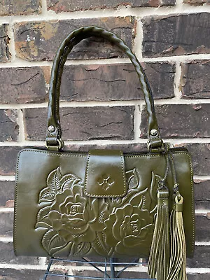 NWT Patricia Nash Rienzo Shoulder Satchel Olive Green Vintage Veg Tan RoseTooled • $135