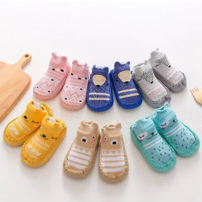 £3.29 • Buy Baby Kids Anti-slip Floor Socks Fuzzy Shoes Cartoon Slippers Outdoor Toddler