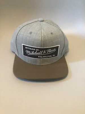 Mitchell & Ness Nostalgia Co Adjustable Grey Brown Snapback Cap Hat 100% Wool • £25