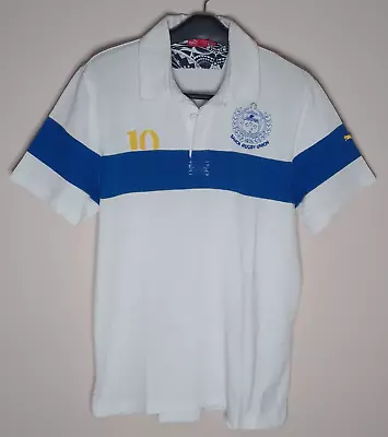 Authentic Puma Samoa Rugby Union Polo Shirt Medium White Blue Manu Samoa IRB • $19.20