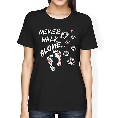 1Tee Womens Loose Fit Never Walk Alone Paw Print Dog  T-Shirt • £7.99