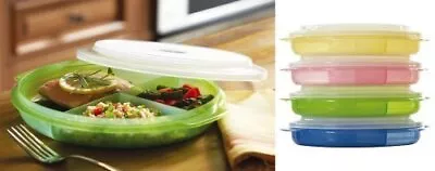 Microwave Divided Plates With Vented Lids - (set Of 4 In Assorted Colors) • $30.05