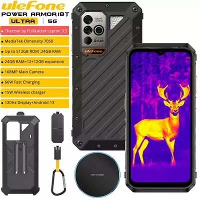 5G Ulefone Armor 18T Ultra Rugged Phone Android 13 Thermal Imaging Mobile 512GB • $1039.99