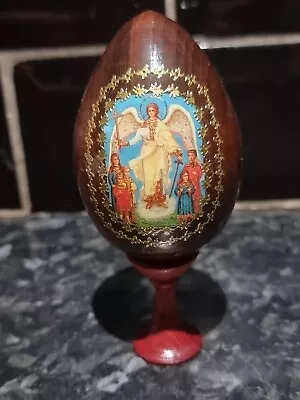 Vintage Russian Faberge Beautiful  Wooden Egg On Stand • £29.99