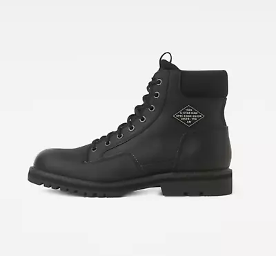 G-STAR Raw Men's Powell Lace-Up Black Combat Boots N2539 Size 8 US / 41 EU • $197.60