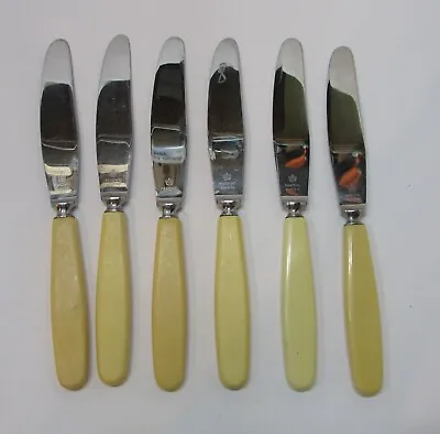 Six Vintage Raadvad Rustfri Stainless Steel Vanilla Catalin Handle Table Knives • $30