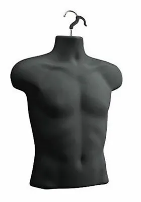 Male Mannequin Hanging Torso Form Molded Man's Shirt Fits Most Shirts Black NEW • $16.99