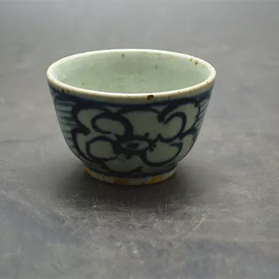 Chinese Porcelain Ming Dynasty Blue And White Floral Pattern Wine Cups 2.95 Inch • $17