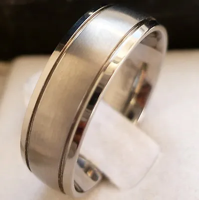 8mm Men's Titanium Comfort Fit Wedding Band Ring Sizes 7-14 / Free Engraving • $29.99