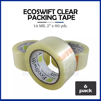 6 ROLLS EcoSwift Carton Box Sealing Packaging Packing Tape 1.6mil 2  X 330 Feet • $17.49