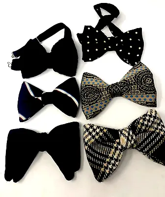 Six Vintage Wide  Bow Ties Wembley Royal Beau Clip 4 Clip On 2 Adjustable • $12