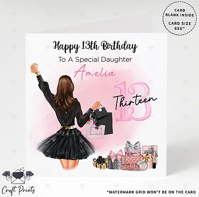 Personalised Birthday Card 11th 12th 13th 16th Granddaughter Daughter Friend • £3.49