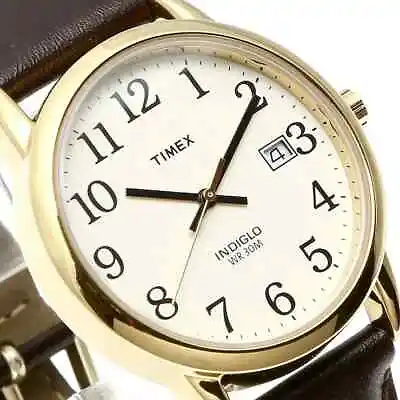 Timex Men's Easy Reader Date Brown Leather Strap Indiglo 38MM Case Watch • $39.99