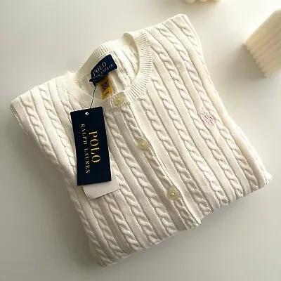 Polo Ralph Lauren Girls Mini-cable Cotton Cardigan (l(12-14)-xl(16)) • $45.99