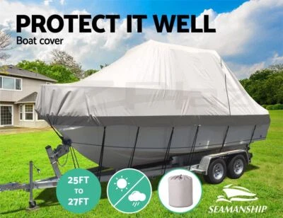$195.81 • Buy Seamanship Boat Cover 25-27ft Trailerable Jumbo Marine 600D Heavy Duty