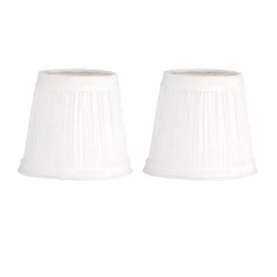 Small Clip On Lamp Shade White Fabric 4  T Vintage Pleated Drum Style Pack Of 2 • $32.28