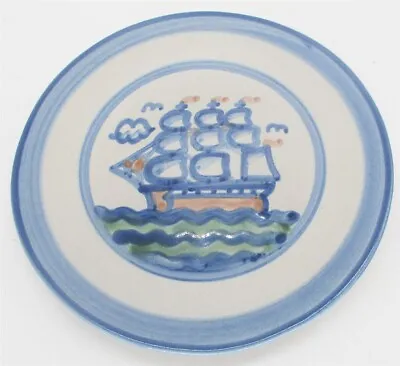 MA Hadley Clipper Ship 7 1/2  Salad Plate Stoneware Exclnt Ship & Whale Pattern • $34.99