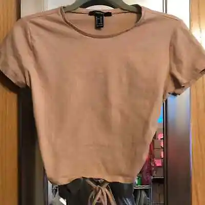 $15 • Buy Forever 21 Size Medium Tan Open Back With Tie Shirt