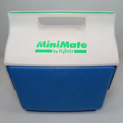 Igloo MiniMate Cooler Retro Bright Blue Green Lunch Box Cooler Made In USA  • $15