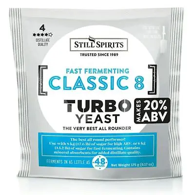 Turbo Yeast Classic 8 Turbo Yeast 20% Alcohol In 5 Day The Very Best All Rounder • $9.95