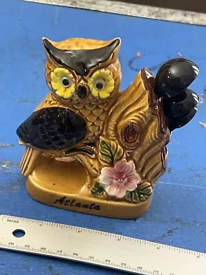 Vintage Ceramic Owl Measuring Spoon Holder Souvenir Atlanta Georgia • $7.99