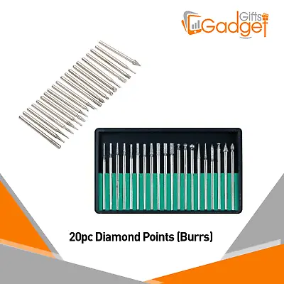 £5.99 • Buy 20pc Diamond Burr Drill Bit Set 180 Grit For Dremel Rotary Cutting Grinding Tool
