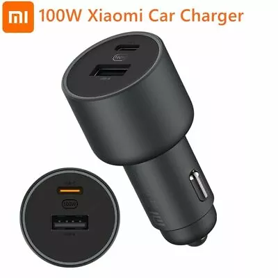 Xiaomi 100W Car Charger USB Type-C Quick Charge MI LED Light With 5A Cable • $36.56