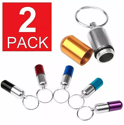 2-Pack Waterproof Mini Pill Box Case Bottle Holder Container Keychain Keyring US • $5.05