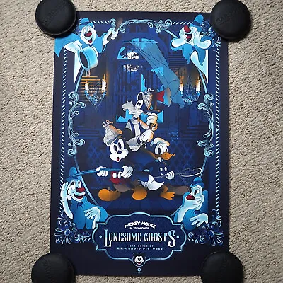 Disney Mickey Mouse Lonesome Ghosts Mainger Poster Screen Print Art 16x24 Mondo • $114.99