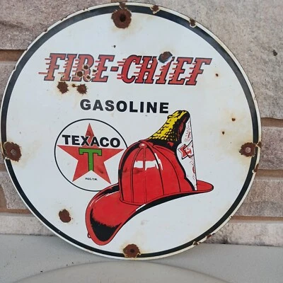 £86.52 • Buy VINTAGE Style (1940s) TEXACO FIRE-CHIEF GAS. Authentically-made  Porcelain Sign
