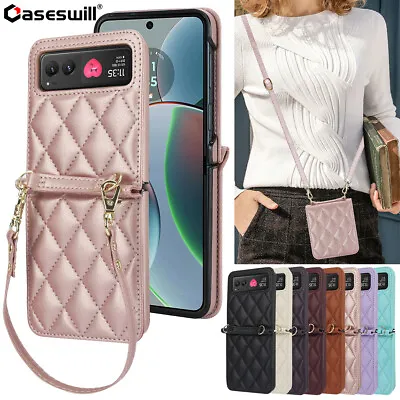 For Motorola Razr (2023) Case Diamond Grid Leather Phone Cover+Screen Protector • $21.98