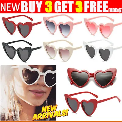 Retro Lolita Love Heart Shape Sunglasses UV400 Womens Vintage Cat Eye Sunglasses • £3.48