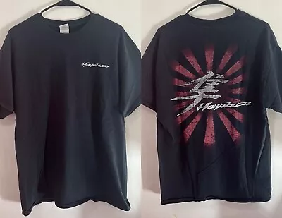 Vintage Suzuki Hayabusa Motorcycle Sun Burst Double Graphic Shirt Mens XL Black • $14.99