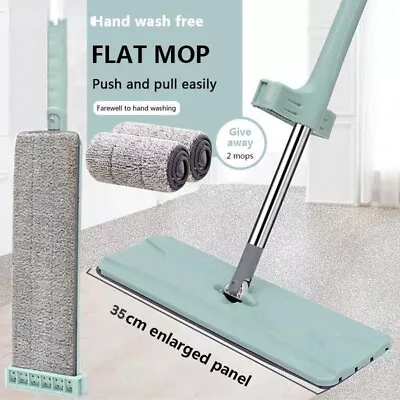 Steel Handle Flat Mop Set 360° Swivel Microfiber Mop Cleaning Hands+2Mops US • $16.99