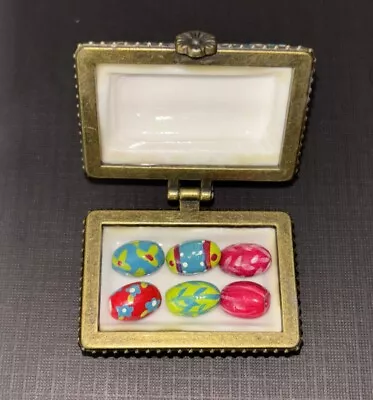 Vtg. Easter Basket Trinket Box W/ 6 Tiny Easter Egg Great Collectible Very Cute • $15
