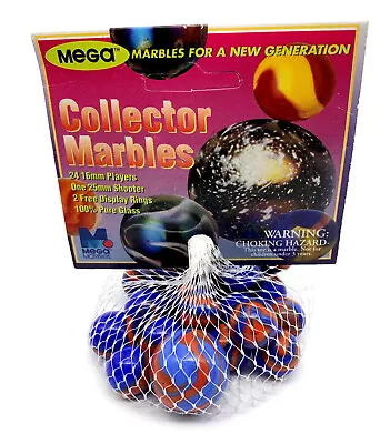 Volcano Collector Series Net Bag 25 Glass Mega Marbles Magenta Pink Header 1999 • $65