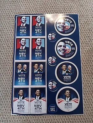 2008 Barack Obama Campaign Shepard Fairey Election 17 Stickers   18  X 12  Sheet • $10