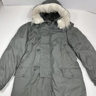 US Air Force Extreme Cold Weather Parka Type N-3B Coat Hood Fur Jacket XS Flaw • $69.95