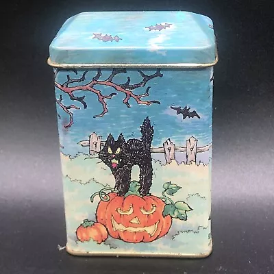 Vtg Russ Berrie Frite Lites Halloween Candle Tin Black Cat Scarecrow  Decorative • $12.99