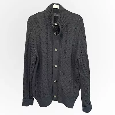 Vince 100% Wool Chunky Cable Knit Cardigan Button Front Sz XL Preowned MSRP $425 • $55