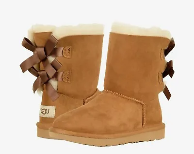 Kid’s UGG Bailey Bow II  Boot In Chestnut 1017394K-CHE  100% Original Brand New • $125