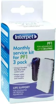 Interpet Monthly Service Kit For Interpet PF1 Aquarium Power Filter Floss And 3 • £5.89