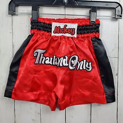 Disney Thailand Mickey Mouse Boxing Style Shorts Kids Size 2Y Red Black Satin • $29.99